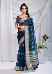 Twilight Bloom Zari Weave Saree with Zari Butta