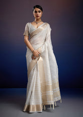 Ivory & Gold Silk Saree – Understated Luxury with Timeless Appeal