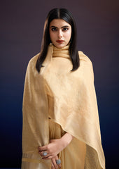 Gold Sand Linen Silk Saree - Elegant Professional Wear for Teachers
