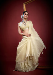 Ivory Whisper Organza Saree with Zari Weave