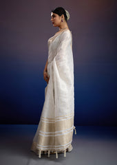 Ivory & Gold Silk Saree – Understated Luxury with Timeless Appeal