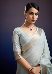 Premium Powder Mist Linen Silk Saree – Soft, Breathable & Stylish