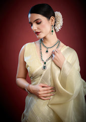 Ivory Whisper Organza Saree with Zari Weave