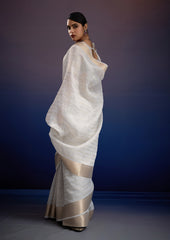 Ivory & Gold Silk Saree – Understated Luxury with Timeless Appeal