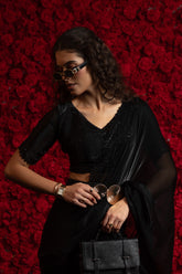 Mehek Satin Silk Saree With Classic Black Crafted From Smooth Satin Silk