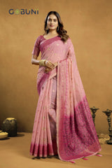 GOBUNI Sarees Are Crafted From Premium Spun Cotton Offering A Soft And Breathable Fabric