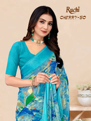 Ruchi Sarees Presents A Chiffon Saree Enhanced With A Satin-Woven Border Combining Lightweight And Elegance