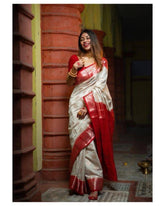 Kasturi Trendz Elegant White and Red Embroidered Saree – Traditional and Graceful
