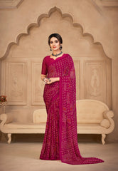 Ruchi Sarees With Chiffon Bandhni Combine Traditional Craftsmanship With Elegant Fabric Choice