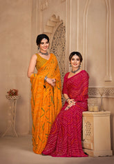 Ruchi Sarees With Chiffon Bandhni Combine Traditional Craftsmanship With Elegant Fabric Choice