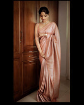 KASTURI TRENDZ Elegant Peach Silk Saree with Gold Detailing