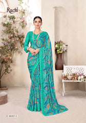 Ruchi Chiffon Saree Featuring A Delicate Swarovski Crystal Border That Adds A Subtle Sparkle
