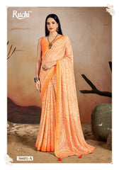 Ruchi Chiffon Saree Features A Delicate Chiffon Fabric Enhanced With A Border Embellished With Crystal
