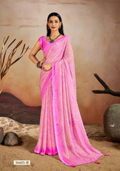 Ruchi Chiffon Saree Features A Delicate Chiffon Fabric Enhanced With A Border Embellished With Crystal
