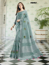 Astita Sarees Crafted From Linen Cotton Combine The Natural Breathability Of Linen With The Softness Of Cotton