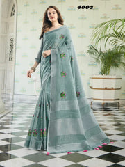 Astita Sarees Crafted From Linen Cotton Combine The Natural Breathability Of Linen With The Softness Of Cotton