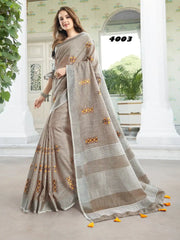 Astita Sarees Crafted From Linen Cotton Combine The Natural Breathability Of Linen With The Softness Of Cotton