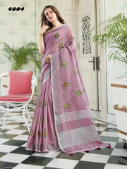 Astita Sarees Crafted From Linen Cotton Combine The Natural Breathability Of Linen With The Softness Of Cotton