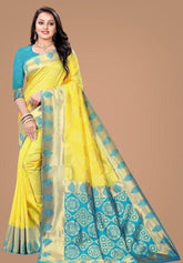 KP CREATION Elegant Yellow & Green Silk Saree Collection