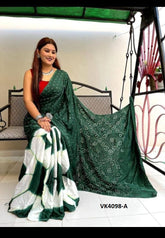 Vakratund Printed Bandhani Saree – Traditional Elegance