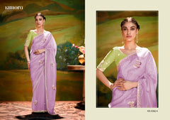 KIMORA Organza Saree Is A Masterful Blend Of Delicate Embroidery And Intricate Sequence Cutwork Along Its Border