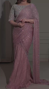 KD Sheer Sequin Embellished Saree – Elegant and Sophisticated Design