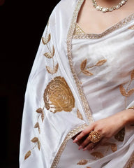 JR Sarees Are Crafted From Premium Rangoli Silk Fabric Enhanced With Delicate Sequence Embroider