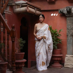 JR Sarees Are Crafted From Premium Rangoli Silk Fabric Enhanced With Delicate Sequence Embroider