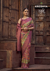 Kreshva Jacquard Silk Sarees With Zari work