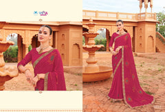 Vipul Chiffon Sarees With Vibrant Color And Crfted With Lightweight Chiffon Fabric