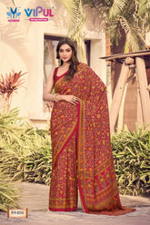 Vipul Sarees Crafted From Premium Crepe Fabric Offer A Smooth Lightweight Drape That Enhances Comfort