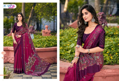 Vipul Chiffon Sarees With Vibrant Color Sarees With Lihghtweight Chiffon Fabric