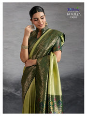 Sethnic LifeStyle Sarees Are Crafted From Premium Kanjivaram Soft Silk Featuring The Distinctive Kadiyal Pattern