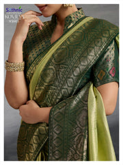 Sethnic LifeStyle Sarees Are Crafted From Premium Kanjivaram Soft Silk Featuring The Distinctive Kadiyal Pattern