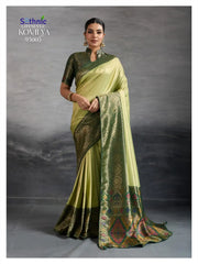Sethnic LifeStyle Sarees Are Crafted From Premium Kanjivaram Soft Silk Featuring The Distinctive Kadiyal Pattern