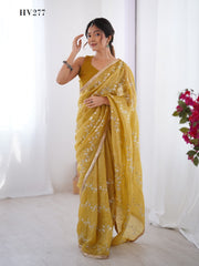 Fashion Berry Smooth Gold Crush Frabic Sarees With Vibrant Color