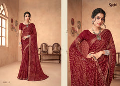 Ruchi Chiffon Bandhni Saree And Rich with Banarasi Border With Vibrant Rang of Color