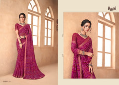 Ruchi Chiffon Bandhni Saree And Rich with Banarasi Border With Vibrant Rang of Color