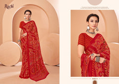 Ruchi Sarees Are Highly Crafted With Chiffon Fabric Bandhni With Vibrant Color