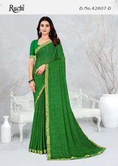 Ruchi Sarees Are Crafted With Chiffon Fabric With Vibrant Color