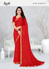 Ruchi Sarees Are Crafted With Chiffon Fabric With Vibrant Color
