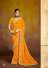 Stavan Sarees Are Crafted With Georgette Pallu With Embroidery And Sparkling Work
