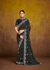Stavan Sarees Are Crafted With Georgette Pallu With Embroidery And Sparkling Work