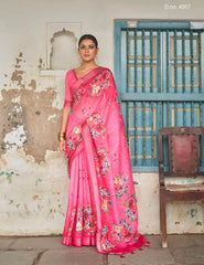 Bhumi Sarees Crafted From Soft Linen Showcase A Refined Floral Print Sarees