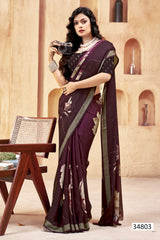 Vallabhi Print Collection sarees feature elegant floral prints on soft moss georgette fabric