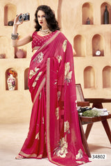 Vallabhi Print Collection sarees feature elegant floral prints on soft moss georgette fabric