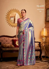 RajPath Fabrics Sarees Crafted With Tissue Silk Offer A Delicate Blend Of Elegance And Comfort