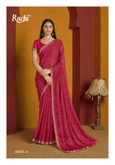 The Ruchi Chiffon Saree With An Attached Border Combines Delicate Fabric With Expert Tailoring