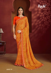The Ruchi Chiffon Saree With An Attached Border Combines Delicate Fabric With Expert Tailoring