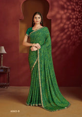 The Ruchi Chiffon Saree With An Attached Border Combines Delicate Fabric With Expert Tailoring